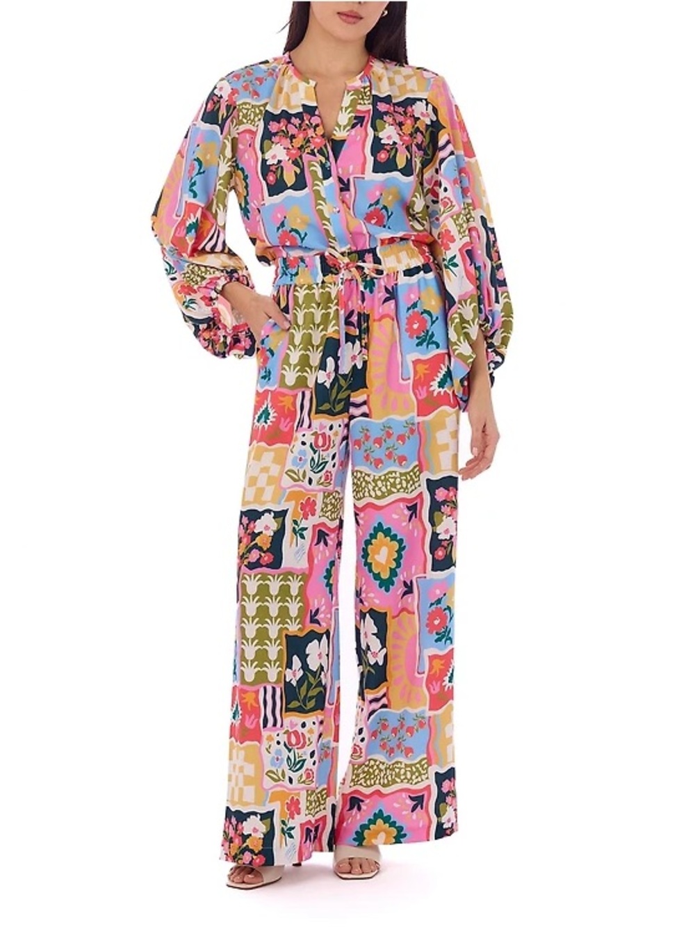 Crosby by mollie Burch ziggy printed coordinated pants & blouse set M NWT